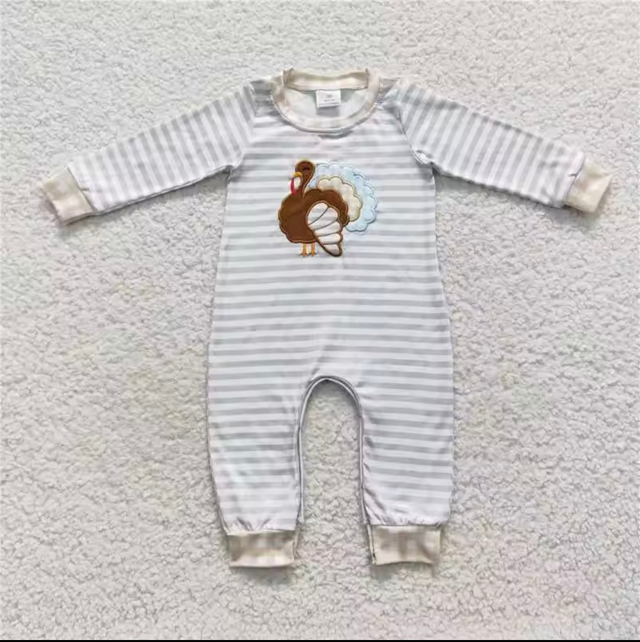 Grey Stripped Turkey Bubble and Romper
