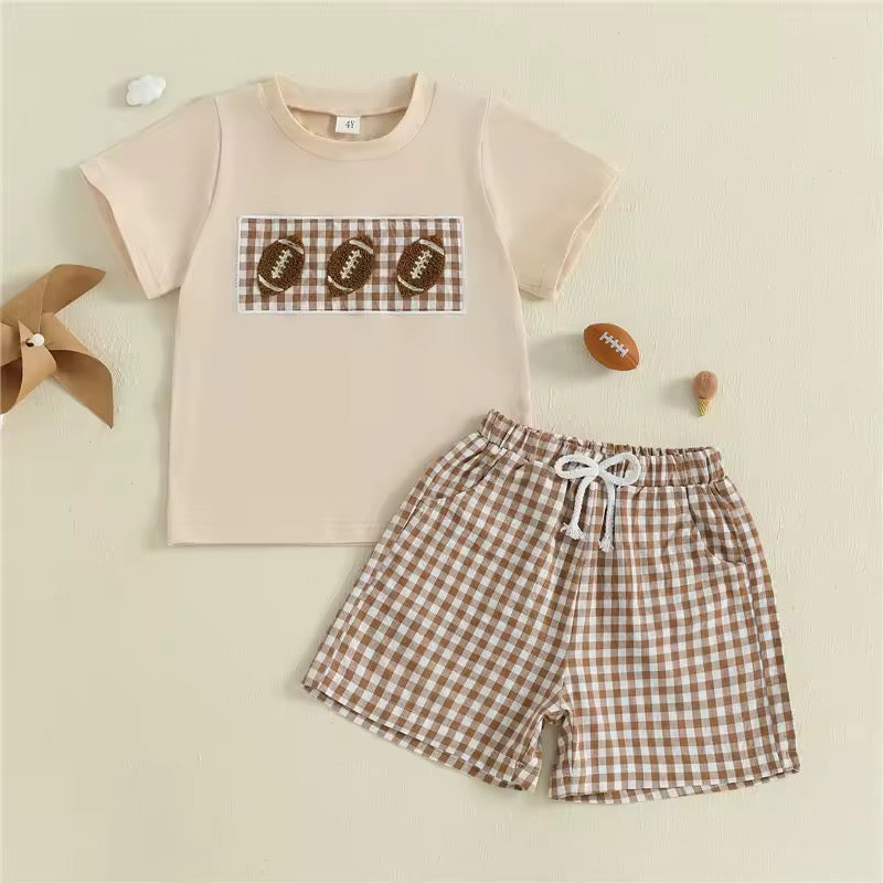 Football Smocked Short Sets