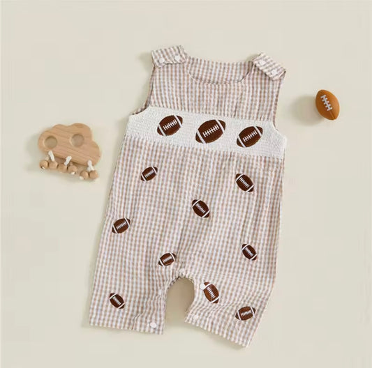 Football Smocked Overalls