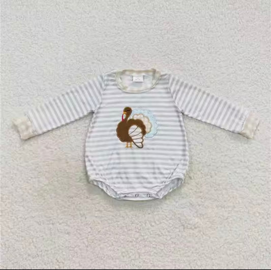 Grey Stripped Turkey Bubble and Romper